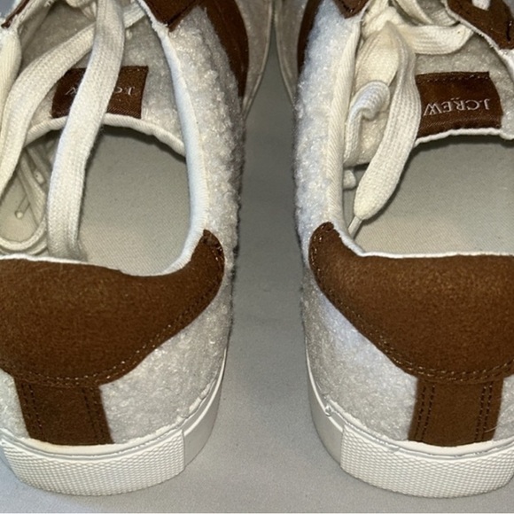 J Crew White Sherpa Brown Striped Suede Road Trip Sneakers Womans Sz 8 - Picture 12 of 15
